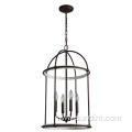 4-Light Steel Lantern Indoor Chandelier Pendant